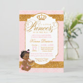 Royal Little Princess Pink en Gold Baby shower Kaart (Staand voorkant)