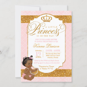 Royal Little Princess Pink en Gold Baby shower Kaart