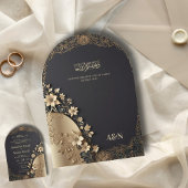 Royal Luxe Gouden Bloemen Islamitische Boog Huweli Kaart