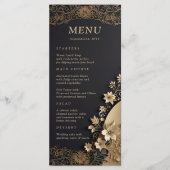 Royal & Luxe Gouden Bloemen Islamitische bruiloft Menu (Voorkant)
