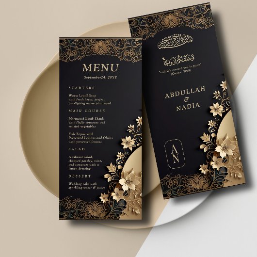 Royal & Luxe Gouden Bloemen Islamitische bruiloft Menu