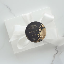 Royal & Luxe Gouden Bloemen Islamitische bruiloft Ronde Sticker