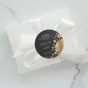 Royal & Luxe Gouden Bloemen Islamitische bruiloft Ronde Sticker