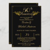 Royal Luxury Classic zwart goud 50e Jubileum Kaart (Voorkant / Achterkant)