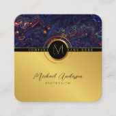 Royal Luxury Gold Round Abstract & Agate Monogram Vierkante Visitekaartje (Voorkant)