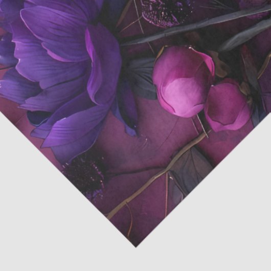 Royal Magenta Blooms Twilight Decoupage Tissuepapier (Detail)