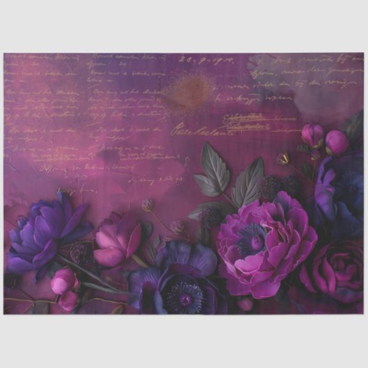  Royal Magenta Blooms Twilight Decoupage Tissuepapier (Voorkant)