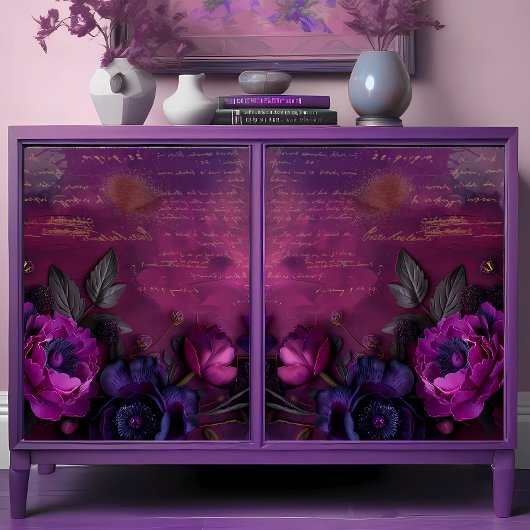 Royal Magenta Blooms Twilight Decoupage Tissuepapier