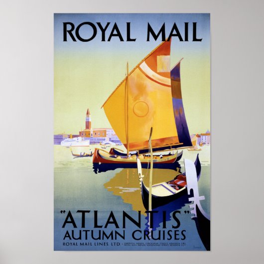 Royal Mail Atlantis Cruise Vintage Poster, terugge Poster (Voorkant)