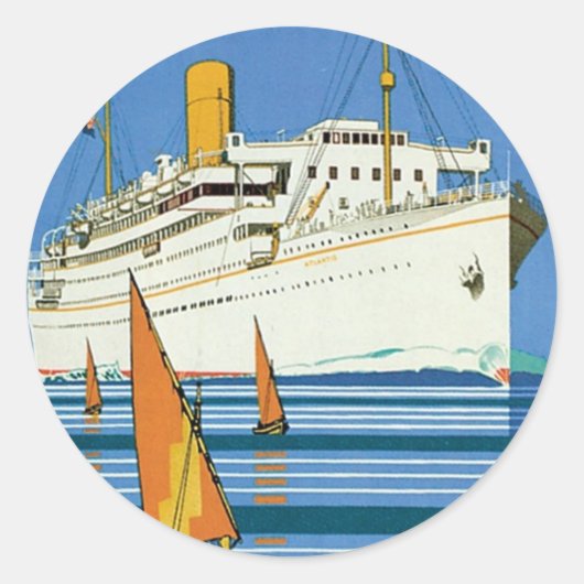 Royal Mail "Atlantis Cruises" Ronde Sticker (Voorkant)