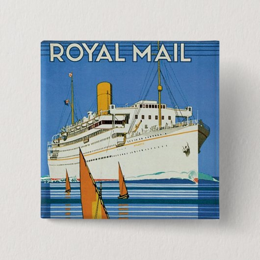 Royal Mail "Atlantis Cruises" Vierkante Button 5,1 Cm (Voorkant)