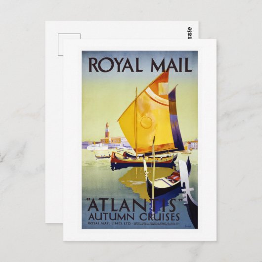  Royal Mail Atlantis Herfstcruises Reizen Briefkaart (Voorkant / Achterkant)