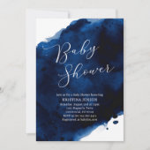 Royal Majestic Blue Waterverf Baby shower Kaart (Voorkant)