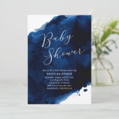 Royal Majestic Blue Waterverf Baby shower Kaart (Staand voorkant)