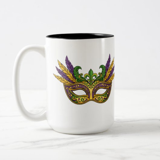 Royal Mardi Gras Crowns and Jewels Pattern Coffee  Tweekleurige Koffiemok (Links)