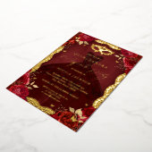Royal Masquerade Party Rood Goud Gown Quinceanera Folie Uitnodiging (Gedraaid)
