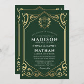 Royal Medieval Fantasy Monogram Weddenschap Kaart (Voorkant / Achterkant)