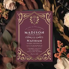 Royal Medieval Fantasy Monogram Weddenschap Kaart