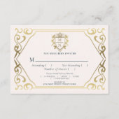 Royal Medieval Fantasy Monogram Weddenschap RSVP Informatiekaartje (Voorkant)