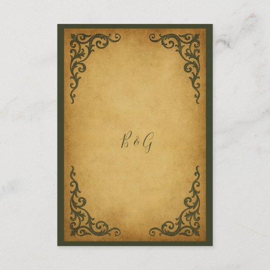 Royal Medieval Scroll Wedding Informatiekaartje (Achterkant)