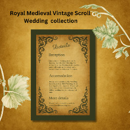 Royal Medieval  Scroll Wedding Informatiekaartje