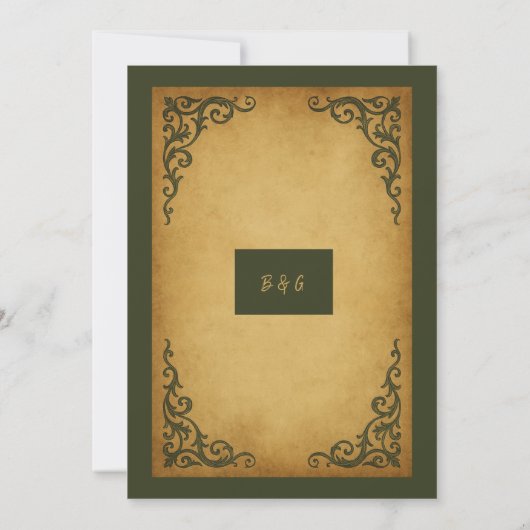 Royal Medieval  Scroll Wedding Kaart (Achterkant)