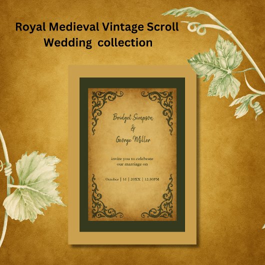 Royal Medieval Scroll Wedding Kaart