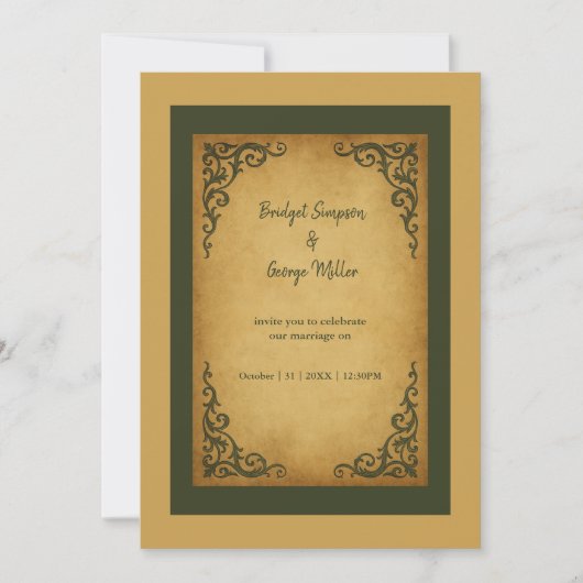 Royal Medieval  Scroll Wedding Kaart (Voorkant)