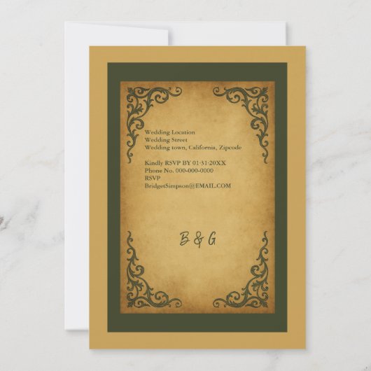 Royal Medieval  Scroll Wedding Kaart (Achterkant)