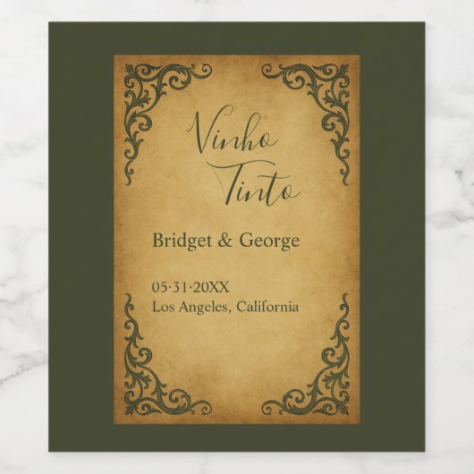 Royal Medieval  Scroll Wedding Wijn Etiket (Enkel label)