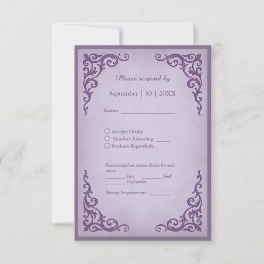 Royal Medieval Vintage Scroll Wedding RSVP Card Kaartje (Voorkant)
