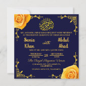 Royal Mehndi Geel Rose Islamitische Moslim Bruilof Kaart (Voorkant)