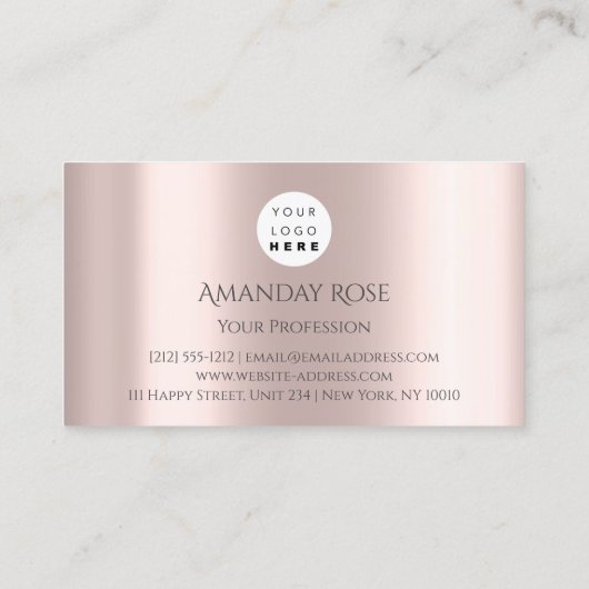 Royal Merknaam Roos Blush Crown Lijst 3D Visitekaartje (Achterkant)