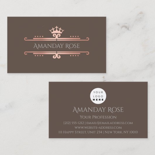 Royal Merknaam Roos Blush Lijst Elegant VIP Visitekaartje (Voorkant / Achterkant)