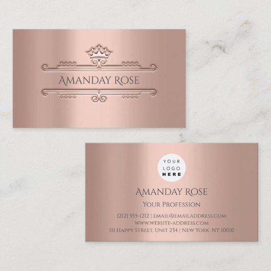 Royal Merknaam Roos Professional Crown Lijst 3D Visitekaartje (Voorkant / Achterkant)