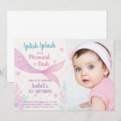 Royal Mermaid Princess verjaardagsuitnodiging Kaart (Voorkant / Achterkant)