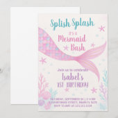 Royal Mermaid Princess verjaardagsuitnodiging Kaart (Voorkant / Achterkant)