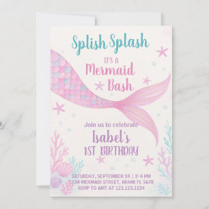 Royal Mermaid Princess verjaardagsuitnodiging Kaart