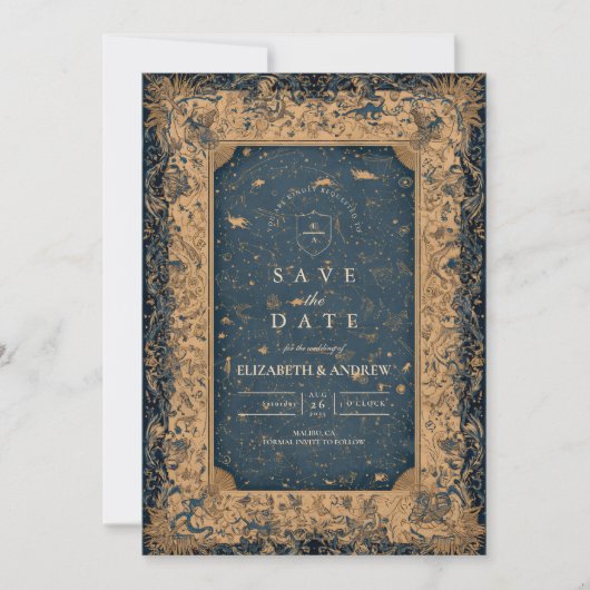 Royal Midnight Celestial Wedding Save The Date (Voorkant)