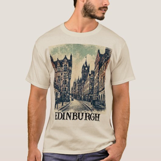 Royal Mile Edinburgh Schotland heeft Grunge in de  T-shirt (Voorkant)