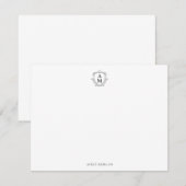 Royal Monogram Crest Classic Zwart Gepersonaliseer Notitiekaartje (Voorkant / Achterkant)