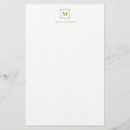 Royal Monogram Crest Luxe Goud Gepersonaliseerd Briefpapier (Voorkant)