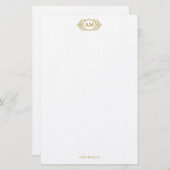Royal Monogram Crest Luxe Goud Gepersonaliseerd Briefpapier (Voorkant / Achterkant)