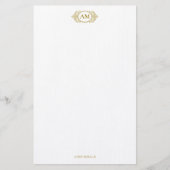 Royal Monogram Crest Luxe Goud Gepersonaliseerd Briefpapier (Voorkant)