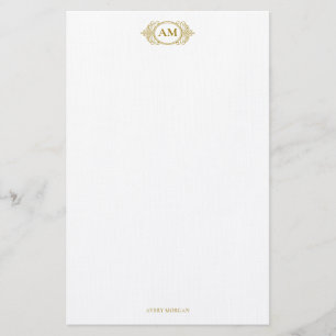 Royal Monogram Crest Luxe Goud Gepersonaliseerd Briefpapier