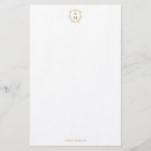 Royal Monogram Crest Luxe Goud Gepersonaliseerd Briefpapier (Voorkant)