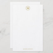 Royal Monogram Crest Luxe Goud Gepersonaliseerd Briefpapier (Voorkant / Achterkant)