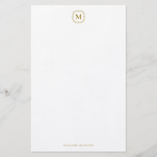 Royal Monogram Crest Luxe Goud Gepersonaliseerd Briefpapier (Voorkant)