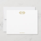 Royal Monogram Crest Luxe Goud Gepersonaliseerd Notitiekaartje (Voorkant)