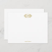 Royal Monogram Crest Luxe Goud Gepersonaliseerd Notitiekaartje (Voorkant / Achterkant)